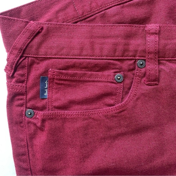 Paul Smith Jeans 100% Cotton Button Fly Burgundy Oxblood Size 32R - Picture 5 of 10